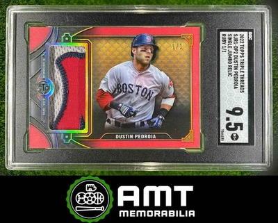 85 2022 Topps Triple Threads Dustin Pedroia Jumbo Parche Rubí 1/1 Medias Rojas SGC 9.5 Foto 1 de 3