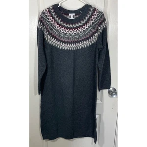 Vestido Suéter J. Jill Petite Gris Medio Tejido Fair Isle Manga Larga Pullover Nuevo con Etiquetas - Imagen 1 de 11