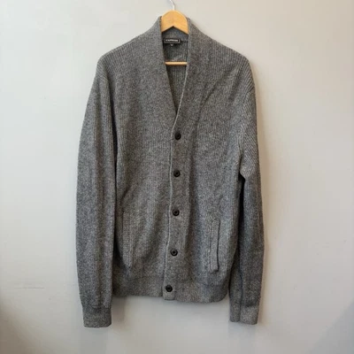 Express XL Men’s Cardigan Sweaterr Shawl Collar Gray Wool Blend Chunky - Image 1 of 4