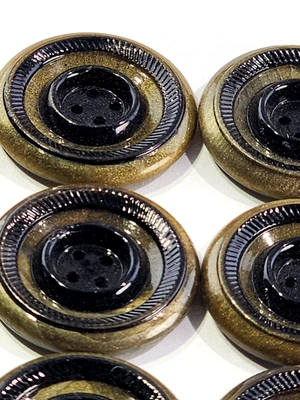 Unique black & Gold Celluloid MCM Vintage Buttons 1" - Image 1 of 4