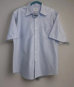 LL Bean Mens Button Down Short Sleeve Shirt Sz 16 Reg Traditional Fit Light Blue - Picture 1 of 9