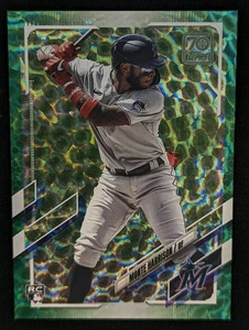 2021 Topps Monte Harrison #126 Green Ice Foil Parallel 130/499 Miami Marlins RC - Picture 1 of 3