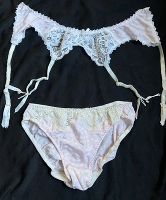Vintage Warner’s Fancy Dots Satin & Lace Panty & Garter Lingerie Set - Image 1 of 4