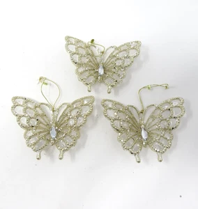 Kurt Adler Acrílico Oro Brillo Mariposa Adorno Lote de 3 Brillantes 5" de ancho - Imagen 1 de 11