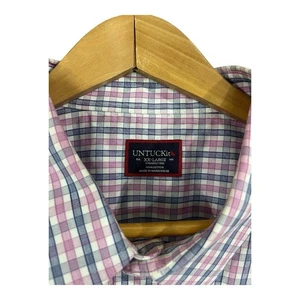Untuckit Wrinkle-Free Dolcetto Shirt Pink Blue White Check SIZE XXL Button Down - Picture 1 of 8