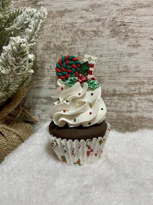 Bandeja Navidad Falsa Hornear Crema Batida Cupcake Postre En Niveles Decoración VACACIONES Foto 1 de 4