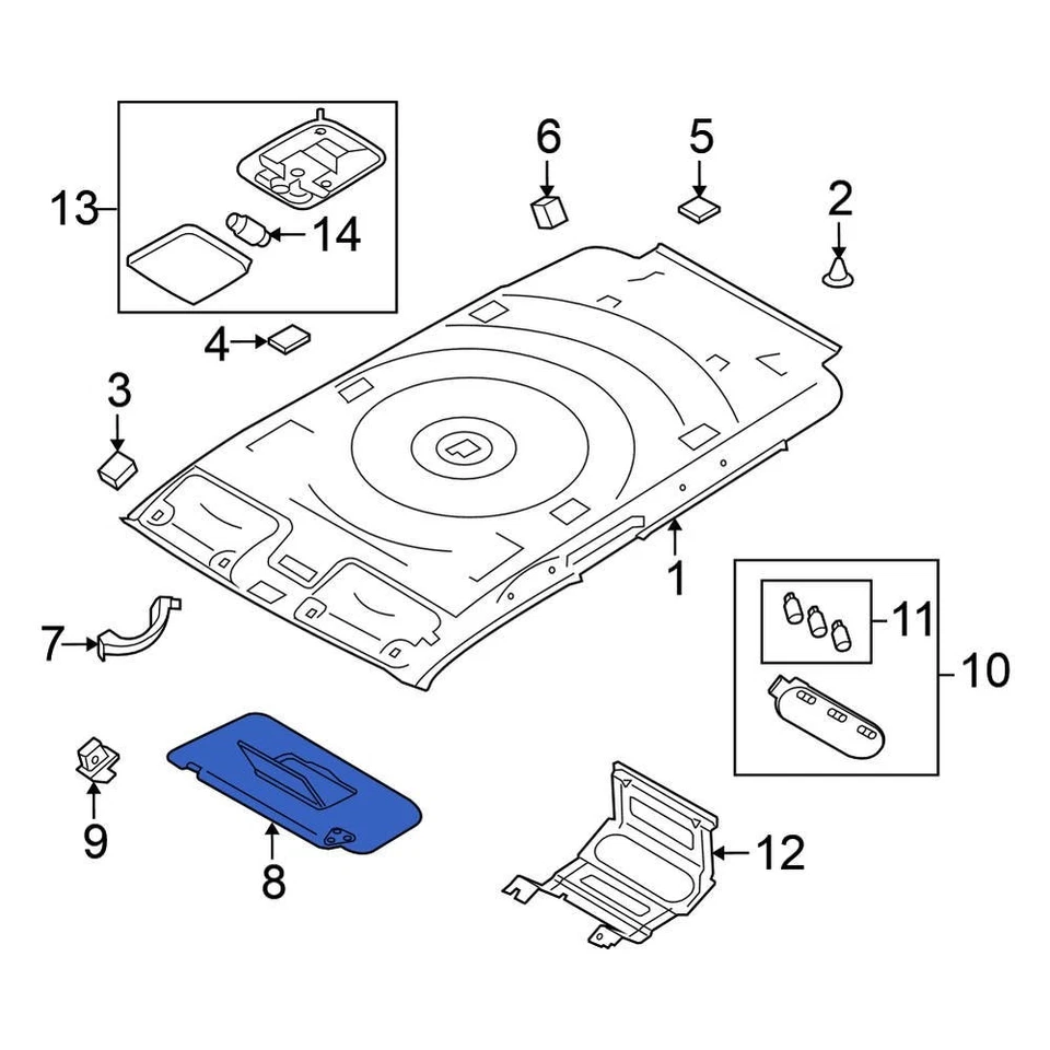 For Nissan Cube 2009-2014 Nissan 964001FC0A Right Sun Visor Foto 1 de 1