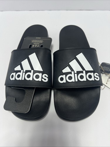 Sandali Adidas Adilette Comfort Slides nero bianco logo uomo taglia 12 nuovi etichette