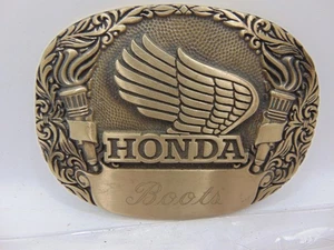 Vintage Gürtelschnalle Honda Goldwing Messing von ADM Gravur "Boots" Award Designs - Bild 1 von 6