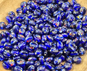 400+ PCS BLUE OVAL GLASS BEADS JEWELRY CRAFT MAKING LOOSE BEADS - Picture 1 of 5