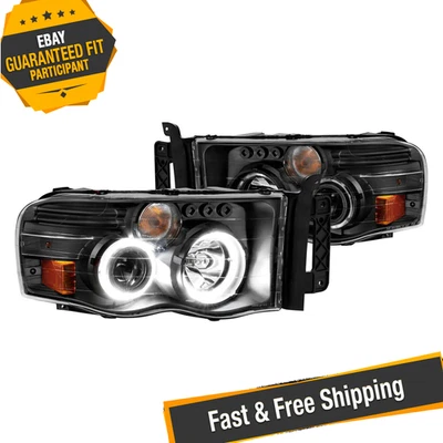 Faros proyectores LED dobles halo negros Anzo para Dodge Ram 1500 2002-2005 Foto 1 de 4