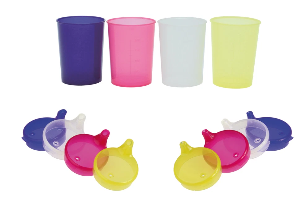 Schnabelbecher Trinkbecher mit je 2 Deckeln Trinkhilfe Kunststoff Becher TOP! - Bild 1 von 1