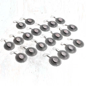 Rose Quartz Gemstone 10 Pcs Wholesale Lot Jewelry Earring Lot-2277 - Picture 1 of 1