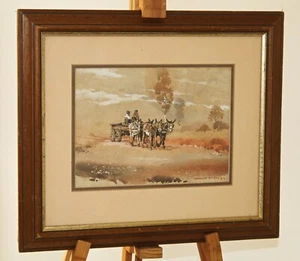 JOHNNIE DE KOCK (b.1937) (South African) Watercolour Painting Donkeys & a Cart - Picture 1 of 6