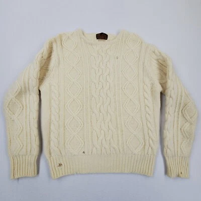 VTG 60s Sears Kings Road Sweater Chunky Cable Fisherman Pullover Knit DISTRESSED - Image 1 of 4