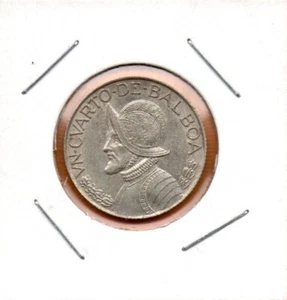 Panama Coin 1/4 Balboa 1962 Silver .900, 24.25mm, 6.25gr, KM#11 (Low Shipping) - Picture 1 of 2