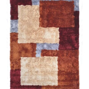 RugBerry 5x7 Optima Orange and Beige Geometric Abstract Shag Area Rug - Picture 1 of 6