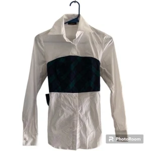 Camisa Petersyn Corpiño a Cuadros Superpuesto con Botones Monroe Tartán Blanca Talla XS - Imagen 1 de 10
