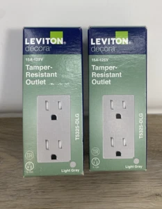 Leviton T5325-DLG 15A 125V Tamper-Resist Duplex Light Gray Thermoplastic Outlets - Picture 1 of 5