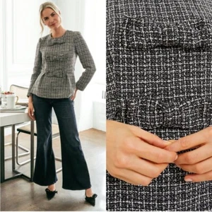 Tuckernuck Pomander Place Women's Brielle Tweed Jacket Top Bows Office Chic M - Picture 1 of 13