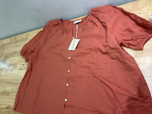 Women's Puff Short Sleeve Button-Front Blouse - Universal Thread - Large