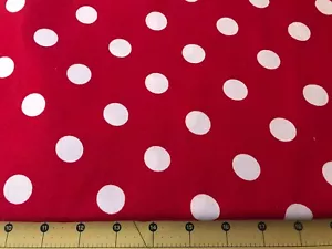 White Polk Dots on Red 100% cotton fabric sold by the yard #1589 - Picture 1 of 1