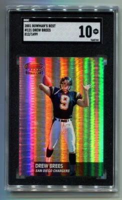 2001 Bowman's Best Drew Brees RC 812/1499 SGC 10 GEM MINT 💎 - Image 1 of 2