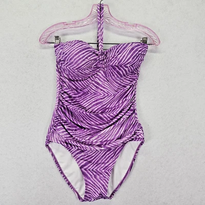 Traje de baño Ralph Lauren de una pieza con sujetador apresurado control abdominal talla 6 púrpura Foto 1 de 4