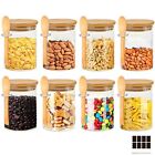 Airtight Glass Jars With Bamboo Lid & Spoons 8Oz Glass Food Storage Containe