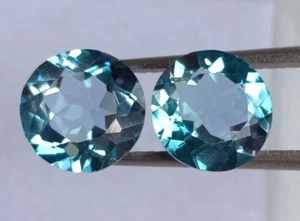 8X8 MM Natural Blue London Topaz Round Pair Top Quality Loose Gemstone 4.50 Cts - Picture 1 of 5