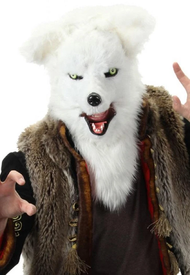 White Fox Mask Mouth Mover Animal Fancy Dress Up Halloween Costume Accessory - Image 1 of 1