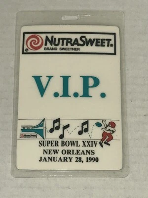 NFL Super Bowl XXXIV Nueva Orleans Nutrasweet Insignia VIP Salón Pass Boleto Talón Foto 1 de 2