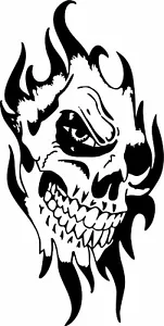 Skull Face Flame Tribal Zombie Monster Car Truck Window Wall Vinyl Decal Sticker - Picture 1 of 2