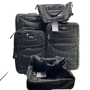 American Flyer Argyle Jacquard -5PC Luggage set -Black - Picture 1 of 13