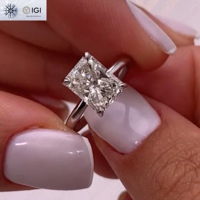 2.00Ct Radiant Cut F VS1 IGI Lab Grown Diamond Engagement Ring In 14K White Gold - Image 1 of 4