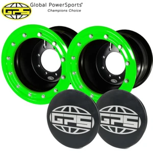 Kids Atv wheels,  8x6, 2+4, 4/110/115, w/GREEN Alum rings, by GPS  - Bild 1 von 1