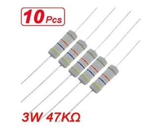 3W 47K Metal Oxide Film Power Resistors - PACK OF x10 - FREE NEXT DAY DELIVERY - Picture 1 of 2