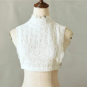 Women Lace False Fake Collar Hollow Out Floral High Neck Half Shirt Detachable - Picture 1 of 17