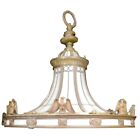 Spectacular American Grand Scale Bronze Leaded Glass Eagle Chandelier