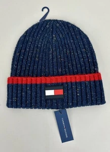 Tommy Hilfiger Knit Beanie w/ Cuff Blue with mixed colors and Flag Logo New - Picture 1 of 4