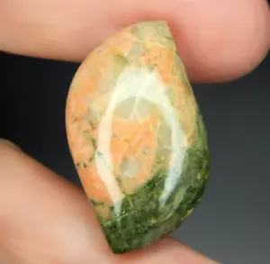 Fine 35.7ct Salmon Pink & Green Unakite Natural Earth Mined Unheated Fancy Cab - Picture 1 of 5