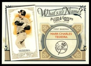 2012 Topps Allen & Ginter What's in a Name? MARK TEIXEIRA - Picture 1 of 2