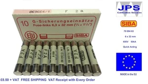 SIBA 70 094 63 2A 600V Fuse Quick Acting 2A Qty of 1/5/10 & VAT Invoice JPSF006 - Picture 1 of 7