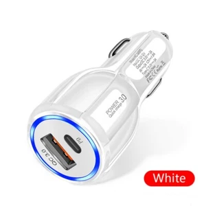 Dual USB PD Type-C Car Charger 30W Fast Charge Adapter For iPhone 13 12 Pro Max - Picture 1 of 29