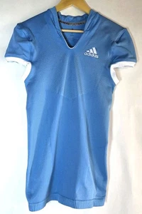 Adidas Fußball hellblau Kompression gerippt Kurzarm Shirt Herren Large - Bild 1 von 21
