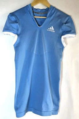 Adidas Football Light Blue Compression Ribbed Short Sleeve Shirt Men's Large - Image 1 of 4
