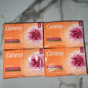 4 x 4 PK (16) Caress Daily Silk Bar Soap Floral Oil Essence Original Formula - Picture 1 of 3