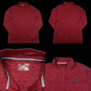 Under Armour Heat Gear Langarmshirt Herren Large lose rot und schwarz 1/4 Reißverschluss - Bild 1 von 8