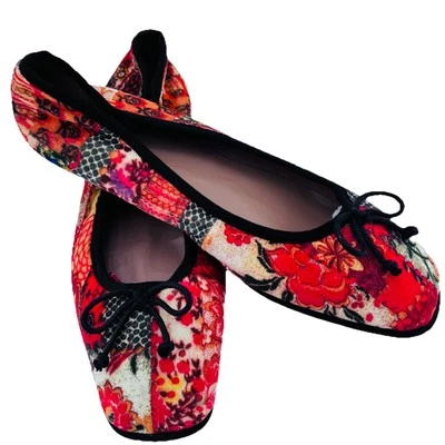 Laura Ashley Aerosoles Catalina Floral Ballet Planos Naranja Arco Talla 11/12 **leer** Foto 1 de 4