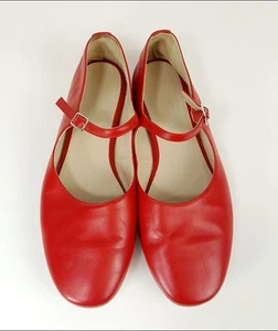 Freda Salvador Aubrey Red Leather Mary Janes Ballet Flats Shoes Size 9 - Picture 1 of 5